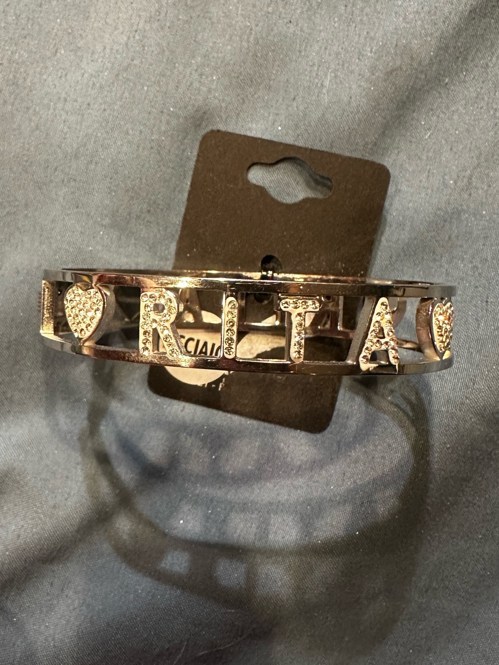 Silver -Tone 'RITA' Letter Charm Bangle Bracelet